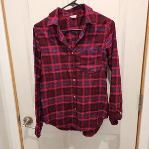 Women's Aeropostale Long Sleeve Button Down Plaid Shirt, Size Medium